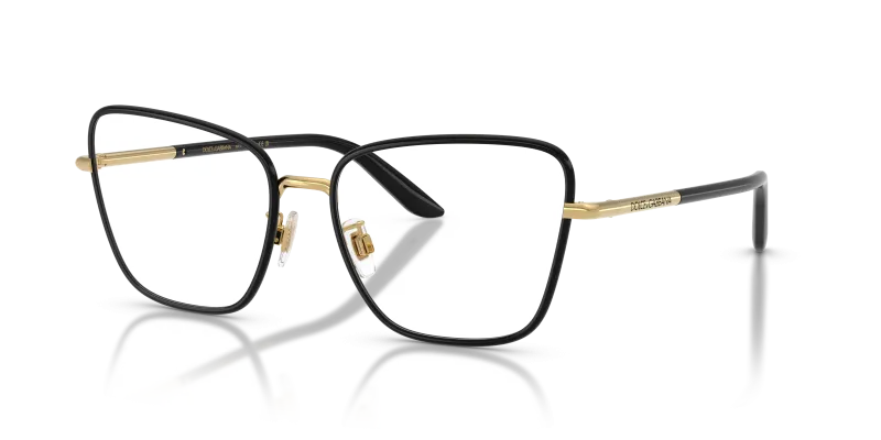 Dolce & Gabbana DG1359 1334 แว่นสายตาทรงตาแมวสีทอง/ดำ สำหรับผู้หญิง