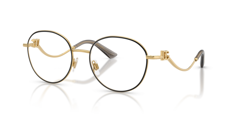 กรอบแว่นสายตา Dolce & Gabbana DG1365-1334 Gold/Black Dolce & Gabbana DG1365 1334 แว่นสายตาโลหะทองตัดดำ สำหรับผู้หญิง