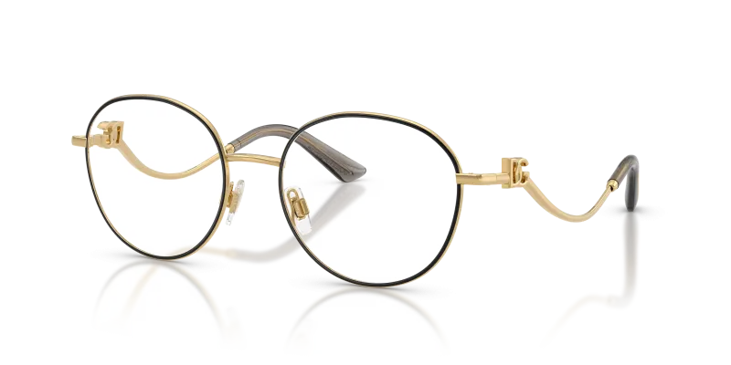 กรอบแว่นสายตา Dolce & Gabbana DG1365-1334 Gold/Black Dolce & Gabbana DG1365 1334 แว่นสายตาโลหะทองตัดดำ สำหรับผู้หญิง