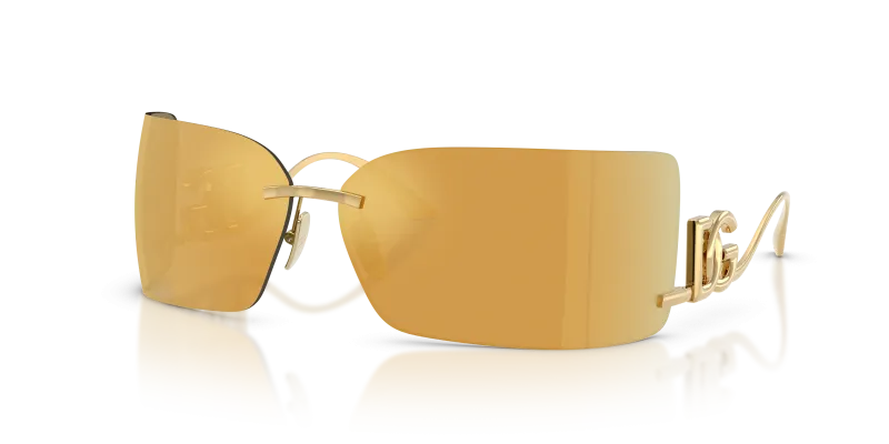 แว่นกันแดด Dolce & Gabbana DG2319-02/5A Gold Brown Mirror Gold Dolce & Gabbana DG2319 02/5A แว่นกันแดดโลหะทองไม่มีขอบ สำหรับผู้หญิง