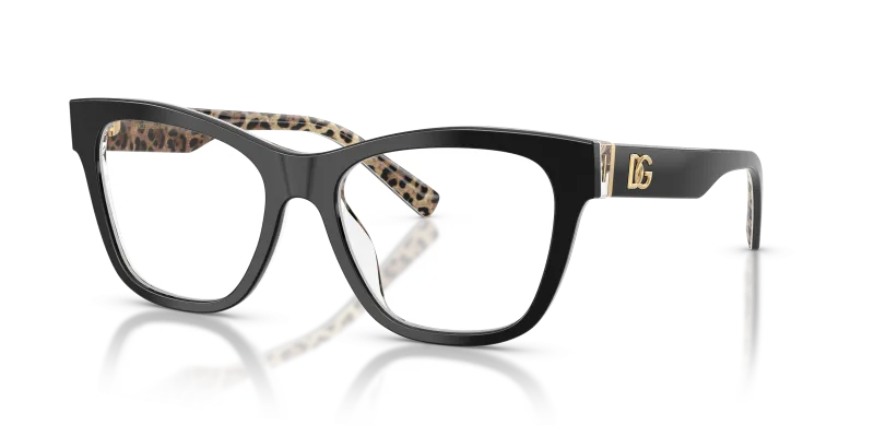 Dolce & Gabbana DG3430 3299 แว่นสายตาลายเสือดาวดำน้ำตาล สำหรับผู้หญิง