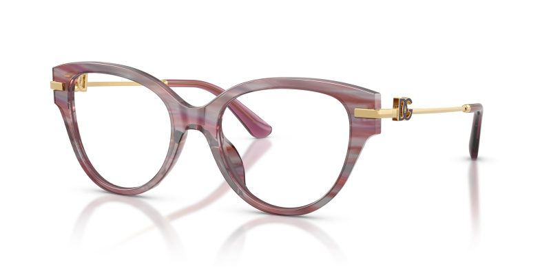 กรอบแว่นสายตา Dolce & Gabbana DG3438-3474 Striped Violet Transparent Dolce & Gabbana DG3438 3474 แว่นสายตาลายแถบม่วง สำหรับผู้หญิง