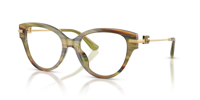 กรอบแว่นสายตา Dolce & Gabbana DG3438-3475 Striped Green Transparent Dolce & Gabbana DG3438 3475 แว่นสายตาลายแถบเขียวโปร่งใส สำหรับผู้หญิง