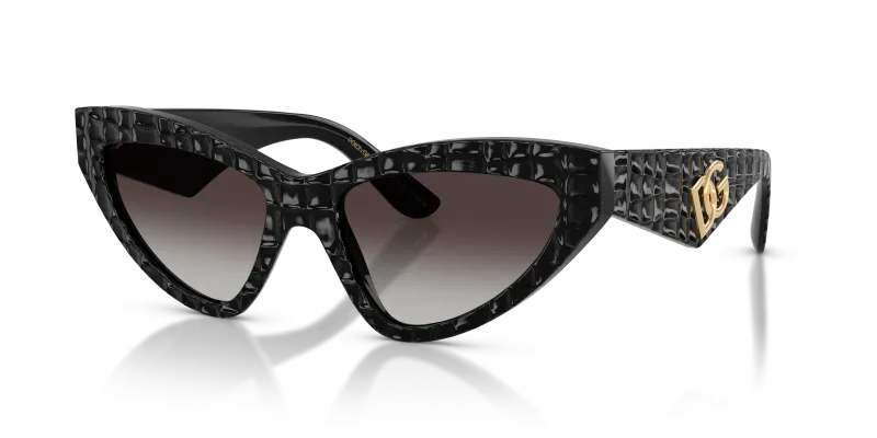 Dolce & Gabbana DG4439 32888G แว่นกันแดดลายจระเข้ดำ สำหรับผู้หญิง
