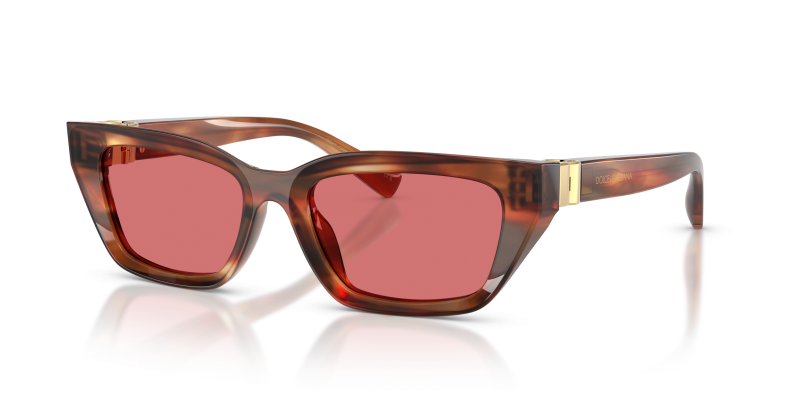 Dolce & Gabbana DG4532 322175 แว่นกันแดดลายแถบน้ำตาล สำหรับผู้หญิง