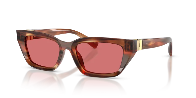 Dolce & Gabbana DG4532 322175 แว่นกันแดดลายแถบน้ำตาล สำหรับผู้หญิง