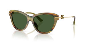 Dolce & Gabbana DG4534 347571 กรอบลายทางเขียวโปร่งใส ขาแว่นทอง