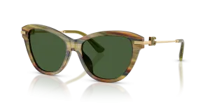 Dolce & Gabbana DG4534 347571 กรอบลายทางเขียวโปร่งใส ขาแว่นทอง