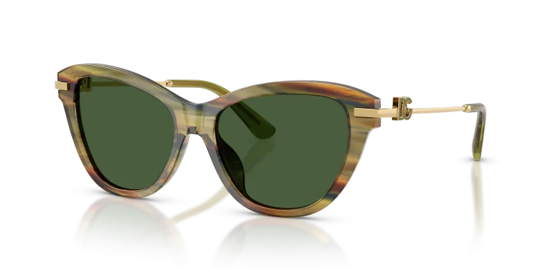 Dolce & Gabbana DG4534 347571 กรอบลายทางเขียวโปร่งใส ขาแว่นทอง