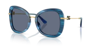 Dolce & Gabbana DG4535 347272 แว่นกันแดดลายแถบน้ำเงิน สำหรับผู้หญิง