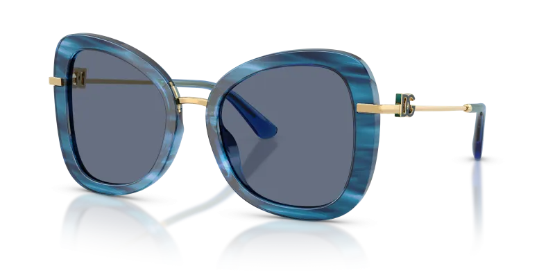 Dolce & Gabbana DG4535 347272 แว่นกันแดดลายแถบน้ำเงิน สำหรับผู้หญิง