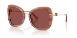 แว่นกันแดด Dolce & Gabbana DG4535-347375 Striped Red Transparent Dark Violet แว่นกันแดด Dolce Gabbana DG4535 347375 แถบแดงโปร่งใส สำหรับผู้หญิง