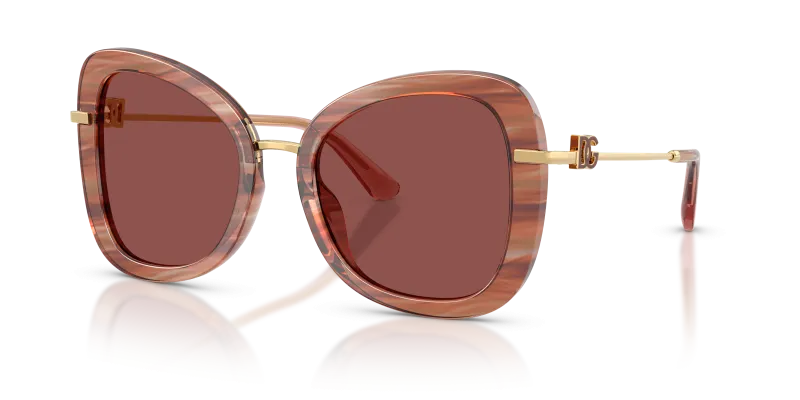 แว่นกันแดด Dolce & Gabbana DG4535-347375 Striped Red Transparent Dark Violet แว่นกันแดด Dolce Gabbana DG4535 347375 แถบแดงโปร่งใส สำหรับผู้หญิง