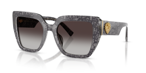 Dolce & Gabbana DG4538 34718G แว่นกันแดดลายลูกไม้สีดำ สำหรับผู้หญิง