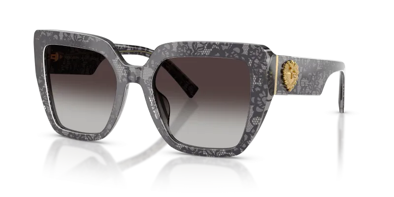 Dolce & Gabbana DG4538 34718G แว่นกันแดดลายลูกไม้สีดำ สำหรับผู้หญิง