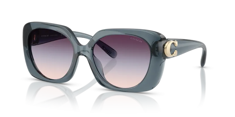 Coach HC8422U 5871U7 แว่นกันแดดสีเดนิมขุ่นเลนส์ไล่ระดับน้ำเงินม่วง ผู้หญิง