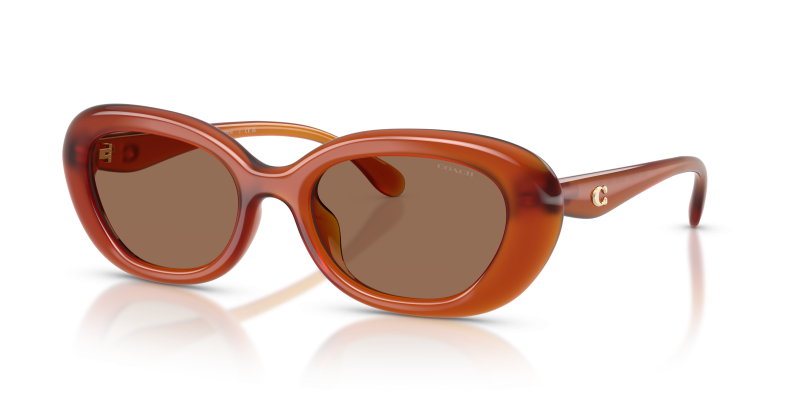 แว่นกันแดด Coach HC8448U-593073 Milky Amber Wine Solid Coach HC8448U 593073 แว่นกันแดดสีอำพันขุ่น สำหรับผู้หญิง