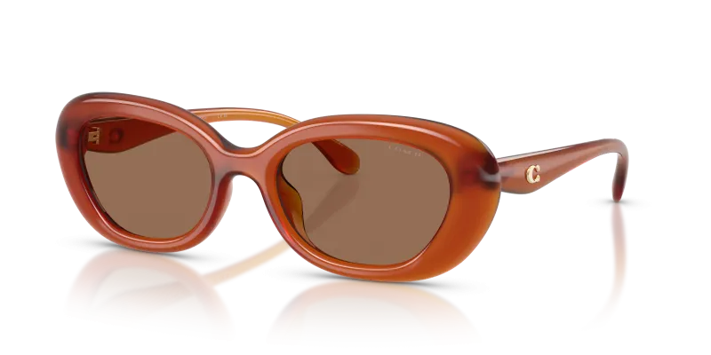 แว่นกันแดด Coach HC8448U-593073 Milky Amber Wine Solid Coach HC8448U 593073 แว่นกันแดดสีอำพันขุ่น สำหรับผู้หญิง