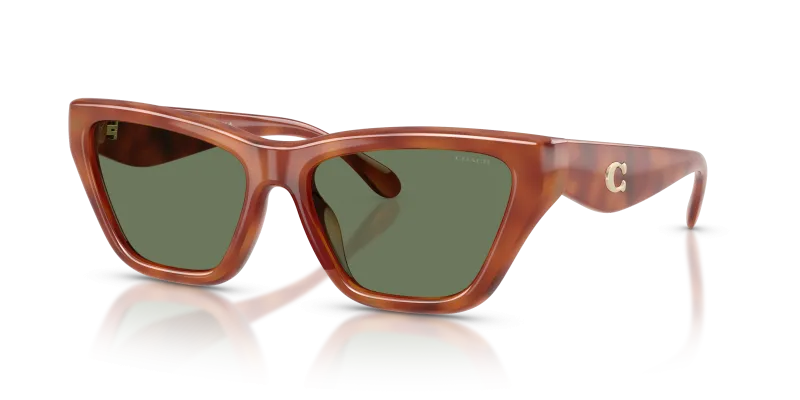 แว่นกันแดด Coach HC8449U-577482 Caramel Tortoise Green Coach HC8449U-577482 แว่นกันแดดลายกระสีคาราเมล เลนส์เขียวสด สุภาพสตรี