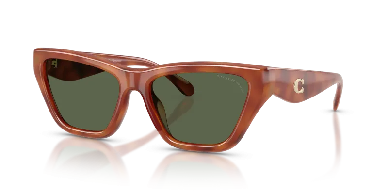 แว่นกันแดด Coach HC8449U-57749A Caramel Tortoise Dark Green Polarized Coach HC8449U 57749A แว่นกันแดดโพลาไรซ์ลายกระคาราเมล สำหรับผู้หญิง