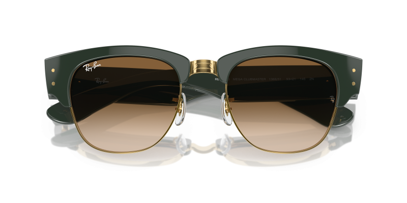 Rayban Mega Clubmaster RB0316S-136851 เขียวพื้นทอง close-up ด้านหน้า
