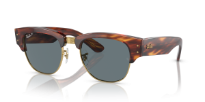 Rayban Mega Clubmaster RB0316S 954/3R ลายฮาวานาแถบ เลนส์โพลาไรซ์น้ำเงิน