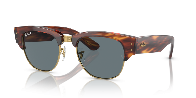 Rayban Mega Clubmaster RB0316S 954/3R ลายฮาวานาแถบ เลนส์โพลาไรซ์น้ำเงิน