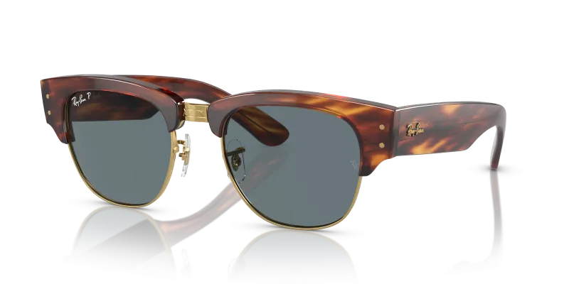 Rayban Mega Clubmaster RB0316S 954/3R ลายฮาวานาแถบ เลนส์โพลาไรซ์น้ำเงิน