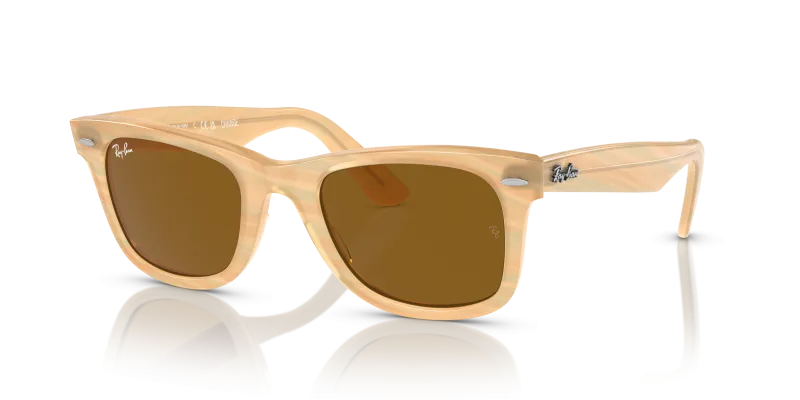 แว่นกันแดด Rayban Wayfarer RB2140F-140833 Photo Striped Brown Rayban Wayfarer RB2140F 140833 แว่นกันแดดลายภาพพิมพ์น้ำตาล