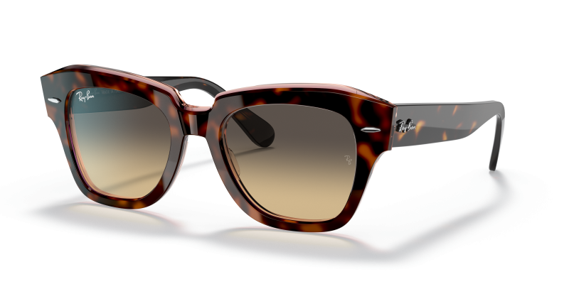 แว่นกันแดด Rayban State Street RB2186-1324BG Havana On Transparent Pink Rayban State Street RB2186 1324BG กรอบฮาวานาชมพู เลนส์น้ำตาลน้ำเงิน