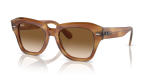 Rayban State Street RB2186 140351 กรอบลายแถบน้ำตาล เลนส์ไล่ระดับ