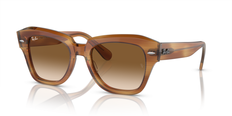 Rayban State Street RB2186 140351 กรอบลายแถบน้ำตาล เลนส์ไล่ระดับ