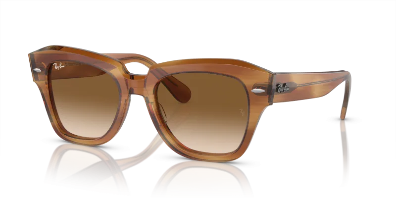 แว่นกันแดด Rayban State Street RB2186-140351 Striped Brown Rayban State Street RB2186 140351 กรอบลายแถบน้ำตาล เลนส์ไล่ระดับ