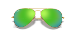 แว่นกันแดด Rayban Aviator RB3025-112/19 Gold Green Flash Rayban Aviator RB3025 112 19 close-up ด้านหน้า