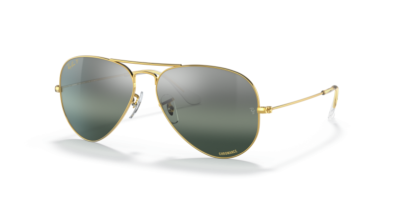 แว่นกันแดด Rayban Aviator RB3025-9196G6 Gold Silver Blue Polarized Rayban Aviator RB3025 9196G6 แว่นกันแดดทองเลนส์โพลาไรซ์ Unisex