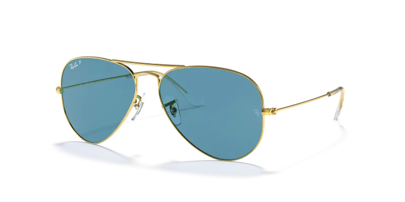 Rayban RB3025-9196S2 ทองขัดเงา แว่นกันแดดทรงนักบินเลนส์โพลาไรซ์น้ำเงิน สำหรับทั้งสองเพศ