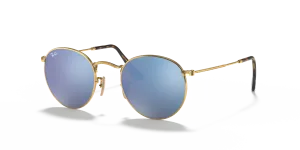 Rayban Round Metal RB3447N 001 9O กรอบทองอะริสต้า เลนส์มิเรอร์น้ำเงินไล่ระดับ