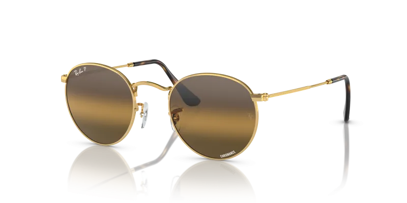 Rayban Round Metal RB3447 001/G5 กรอบทองอะริสต้า เลนส์มิเรอร์เงินน้ำตาล