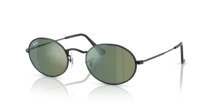 Rayban Oval RB3547N 002 68 กรอบดำ เลนส์มิเรอร์น้ำเงิน