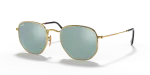 Rayban RB3548N-001/30 อะริสต้าทอง แว่นกันแดดทรงหกเหลี่ยมเลนส์เงินแฟลช สำหรับทั้งสองเพศ