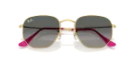 แว่นกันแดด Rayban Hexagonal RB3548N-001/71 Arista Grey Gradient Rayban Hexagonal RB3548N 001 71 close-up ด้านหน้า