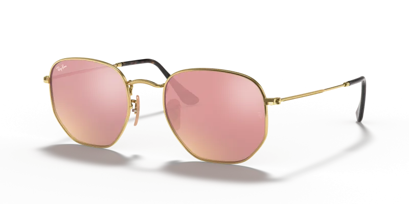 Rayban RB3548N-001/Z2 อะริสต้าทอง แว่นกันแดดทรงหกเหลี่ยมเลนส์บรอนซ์ สำหรับทั้งสองเพศ