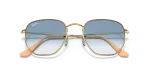แว่นกันแดด Rayban Hexagonal RB3548-001/3F Arista Clear Light Blue Gradient Rayban Hexagonal RB3548 001/3F close-up ด้านหน้า