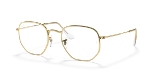 Rayban Hexagonal RB3548 9196BF กรอบทอง เลนส์ใสกรองแสงสีฟ้า