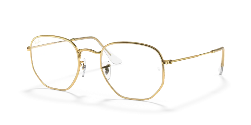 Rayban Hexagonal RB3548 9196BF กรอบทอง เลนส์ใสกรองแสงสีฟ้า