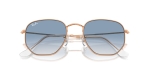 แว่นกันแดด Rayban Hexagonal RB3548-92023F Rose Gold Clear Blue Gradient Rayban Hexagonal RB3548 92023F close-up ด้านหน้า