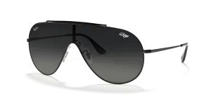 Rayban Wings RB3597 002 11 แว่นกันแดดดำทรงชิลด์