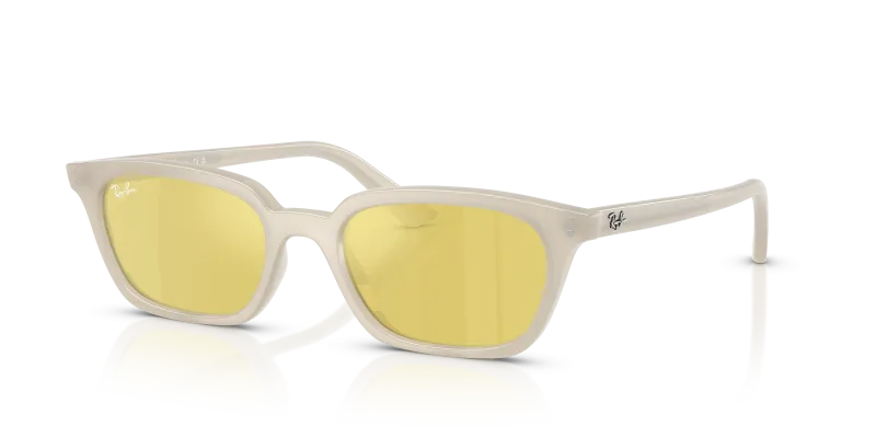 แว่นกันแดด Rayban Zaya RB4456F-68086D Cloudy Warm White Yellow Mirror Rayban Zaya RB4456F 68086D กรอบขาว เลนส์เหลืองมิเรอร์