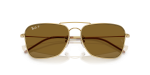 แว่นกันแดด Rayban Caravan Reverse RBR0102S-001/83 Arista Polarized Dark Brown Rayban RBR0102S-001/83 อะริสต้าทอง close-up ด้านหน้า