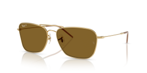 Rayban RBR0102S-001/83 อะริสต้าทอง แว่นกันแดดทรงสี่เหลี่ยมจัตุรัสเลนส์โพลาไรซ์น้ำตาลเข้ม สำหรับทั้งสองเพศ